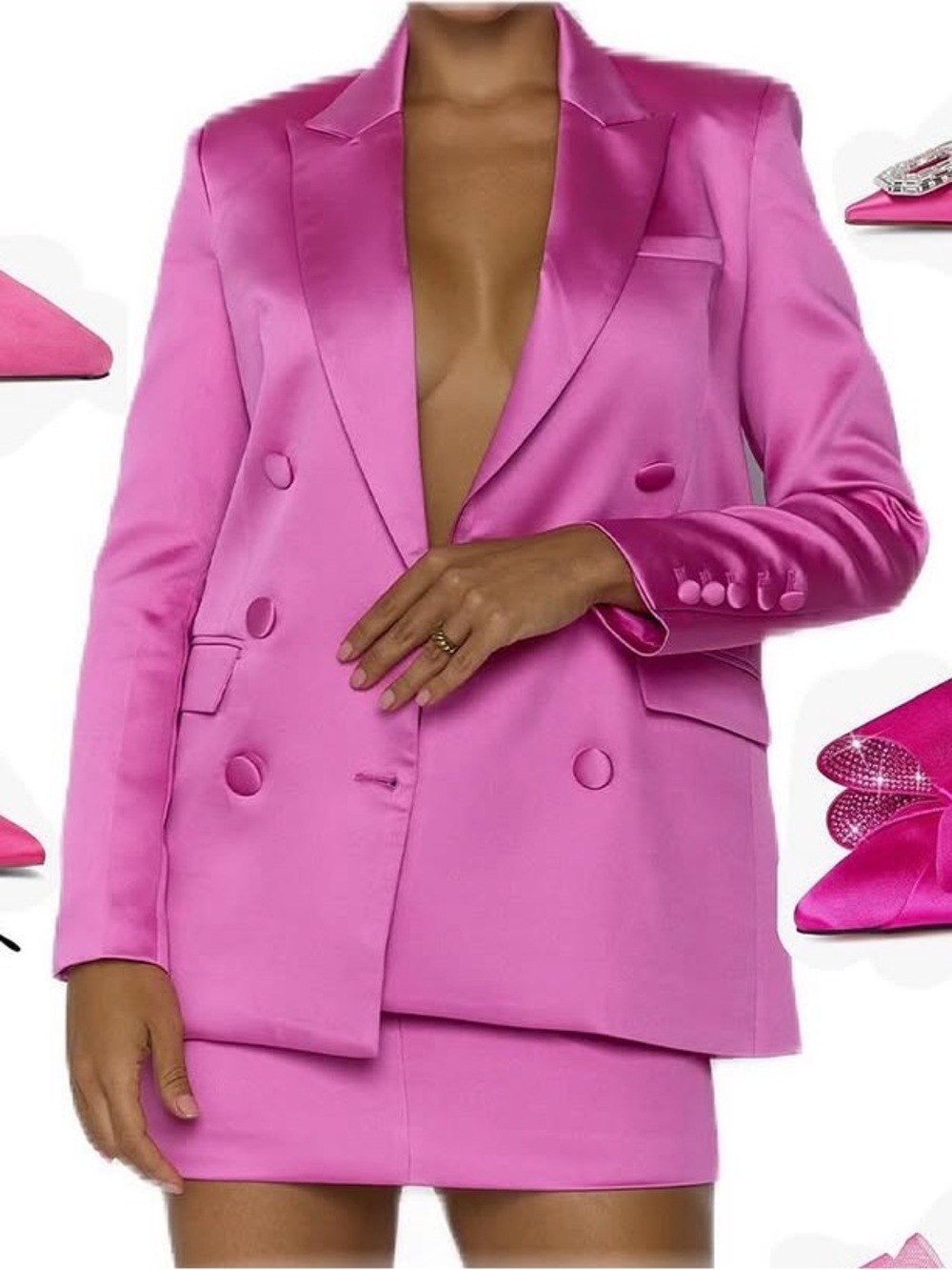 Pink Double-Breasted Blazer 2 piece